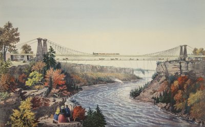 Il ponte sospeso della ferrovia, vicino alle cascate del Niagara da American School